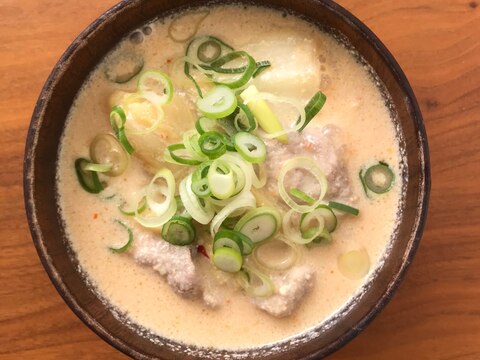 サバ缶と豆乳で作るあら汁風